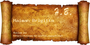 Haiman Brigitta névjegykártya